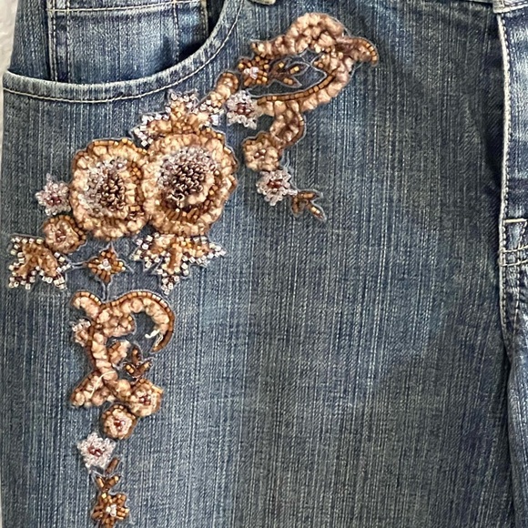 Elie Tahari Embroidered Embellish Denim Jeans Size 29 - Picture 4 of 7